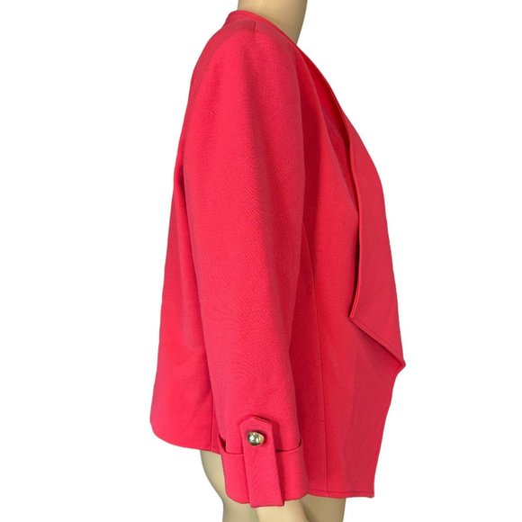 Isabella De Marco Womens Open Blazer Size 8 Coral Mid Length Lined - Picture 3 of 14